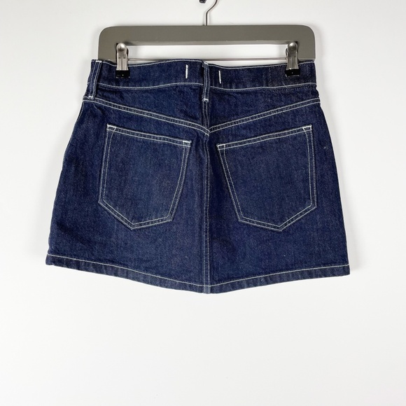 Abercrombie & Fitch Cotton Denim Foldover Wrap Mid Rise Mini Jean Skirt Navy 26 - Picture 4 of 4